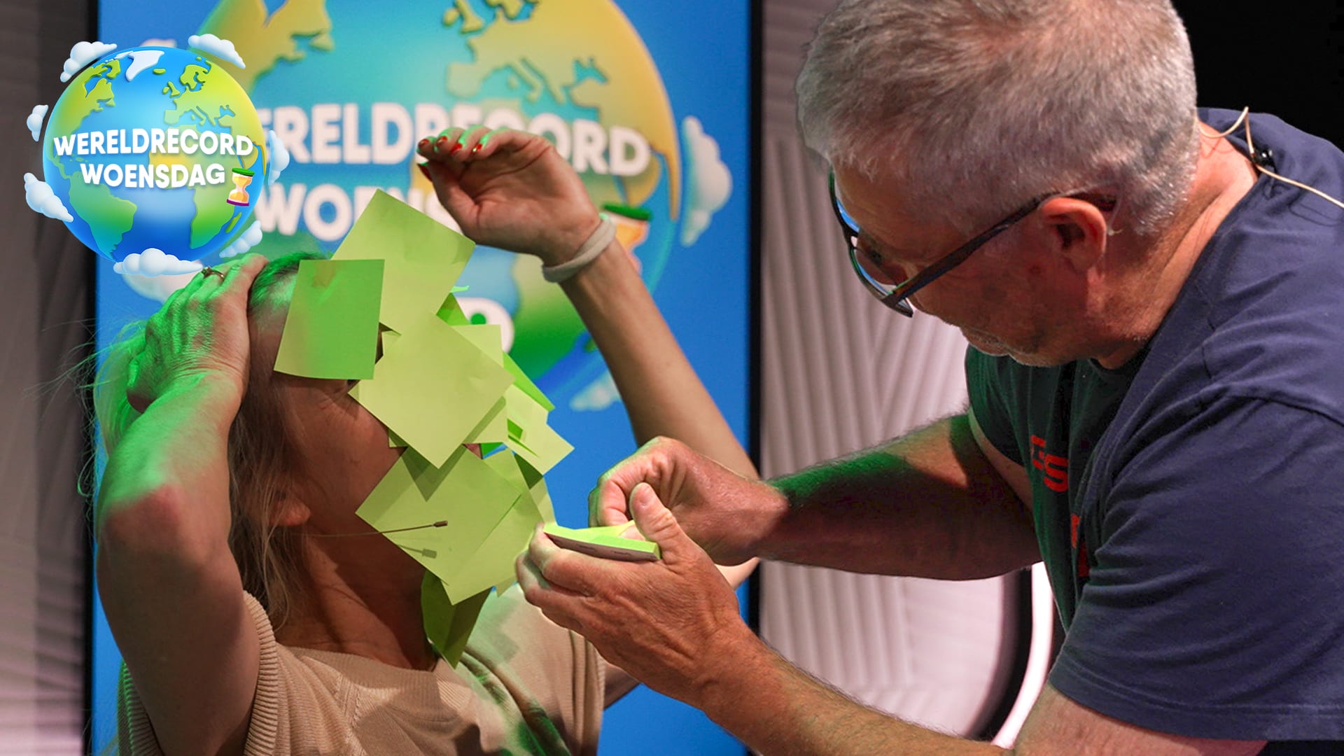 Team Florentien en Rick gaat voor wereldrecord post-its op gezicht
