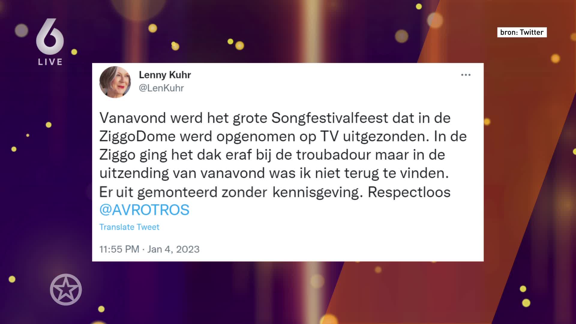 Songfestival-rel Lenny Kuhr en AVROTROS