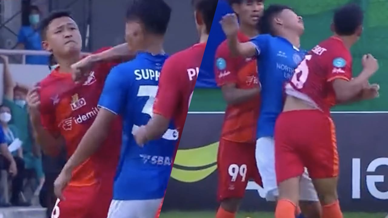 VIDEO: voetbalclub uit Thailand ontbindt contract van speler na schandalige elleboog