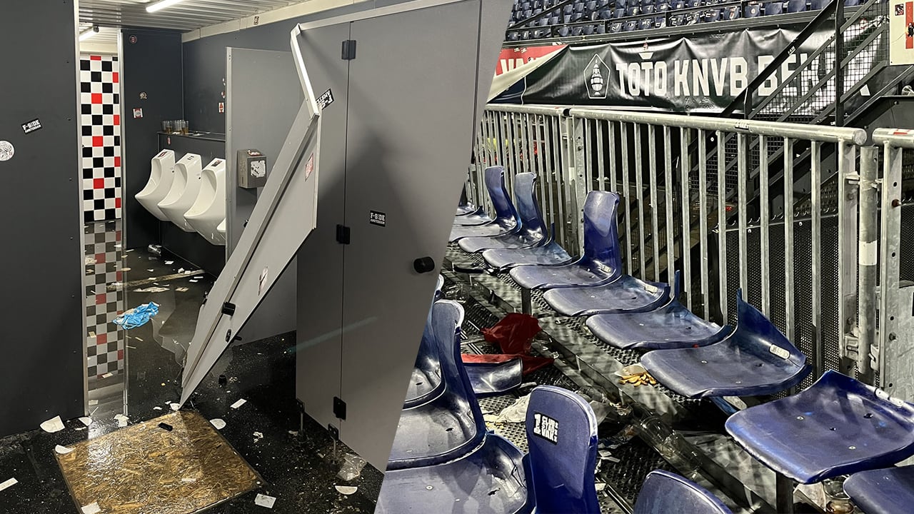 Ajax-fans laten ravage achter in De Kuip: toiletten en stoeltjes gesloopt 