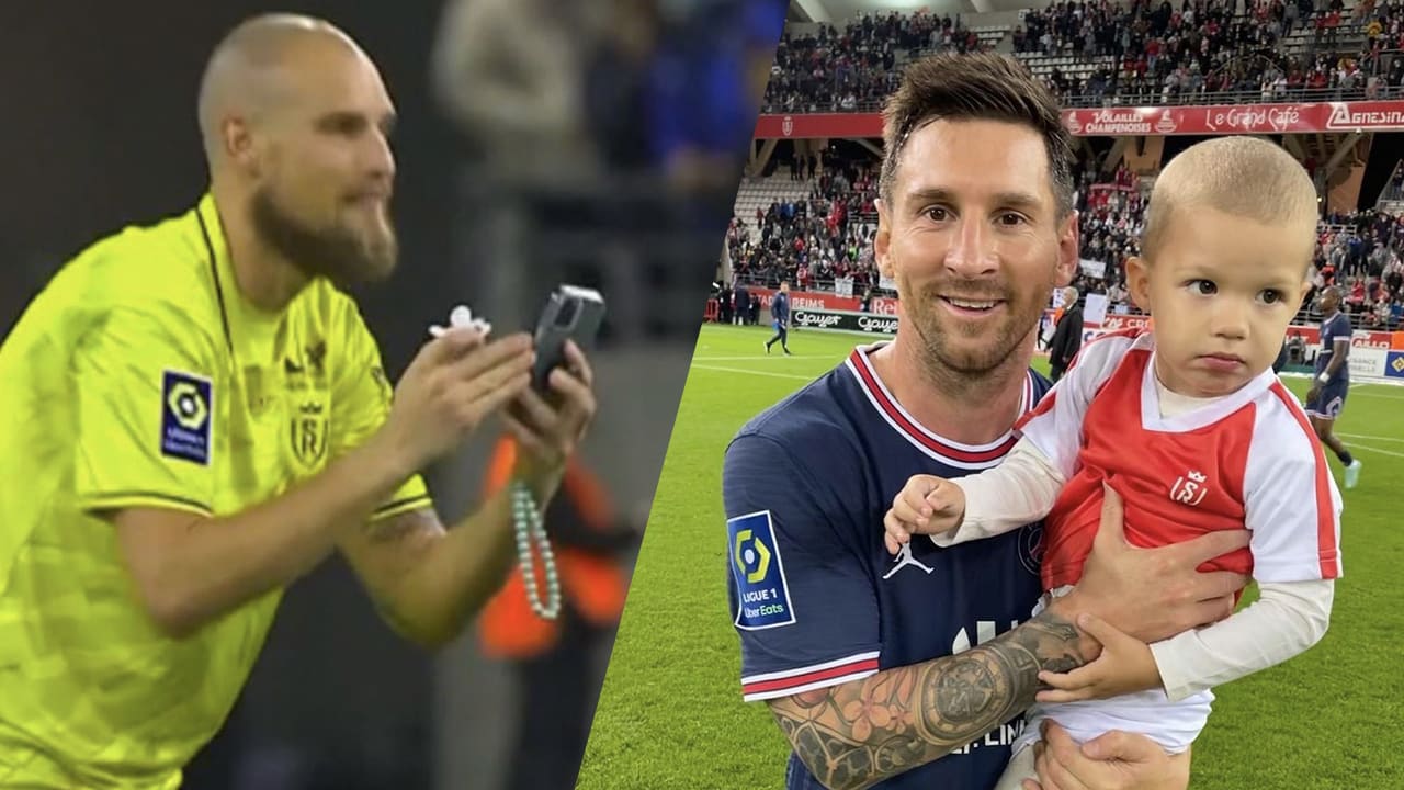 ZIEN: tegenstander zet zoontje op de foto met Messi