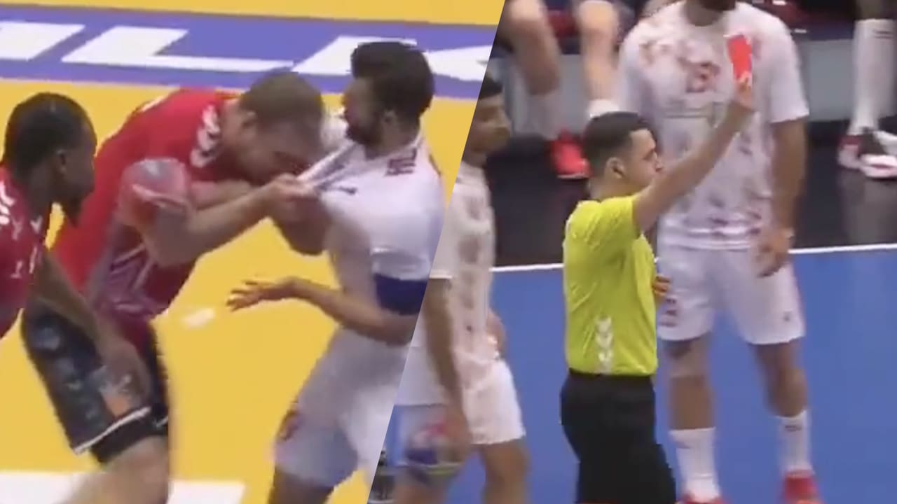 Video: handballer doet Suarezje en zet tanden in tegenstander