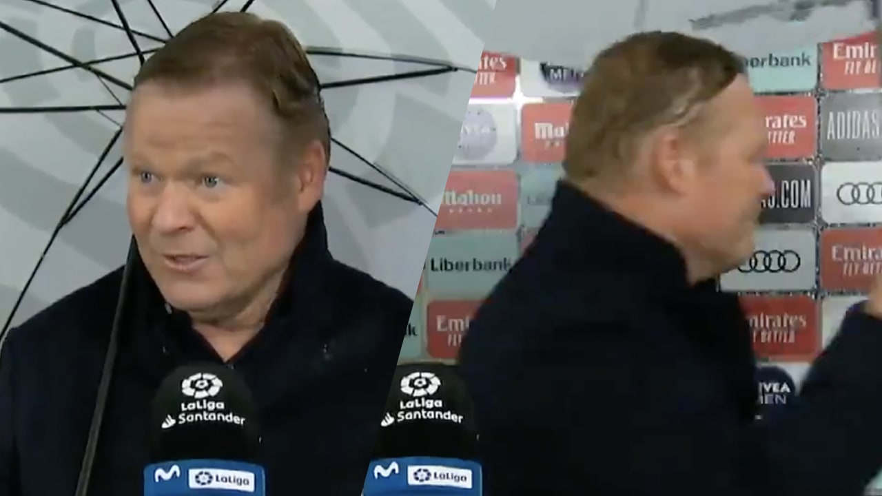 Woedende Ronald Koeman loopt weg bij interview na El Clásico