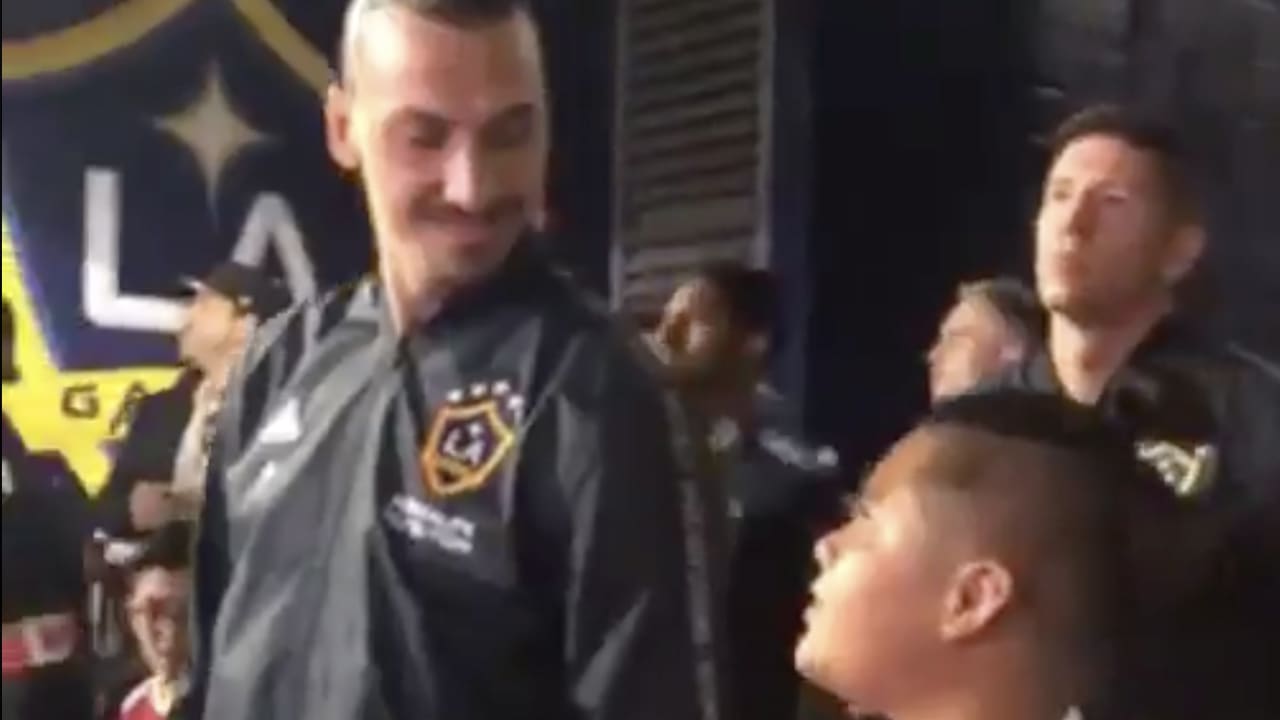 Zlatan stelt jonge mascotte gerust: 'You're with me now'