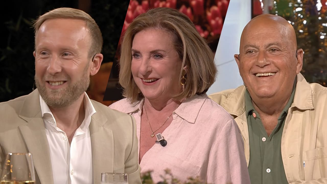 Raymond Mens, Catherine Keyl en Jack van Gelder vrijdag aan tafel bij De Oranjezomer!
