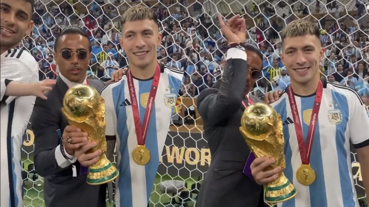 Video: Lisandro Martinez ergert zich mateloos aan Salt Bae met WK-trofee