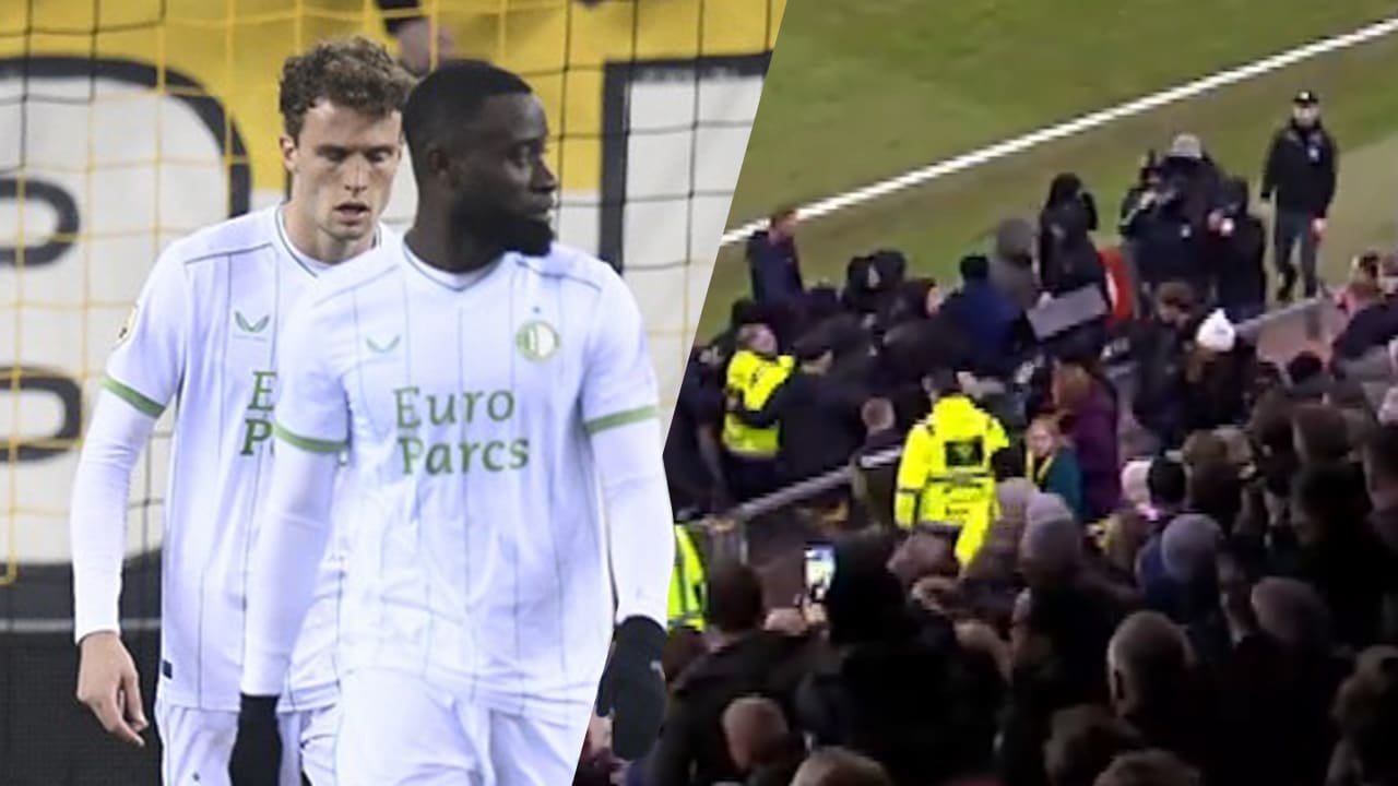 Bizarre beelden: Vitesse-aanhang bestormt het veld tijdens wedstrijd tegen Feyenoord