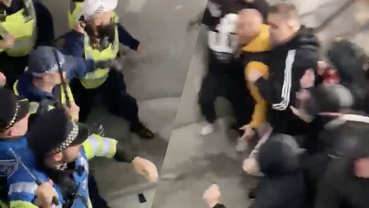 VIDEO: Hongaarse hooligans slaan Engelse politie het vak af