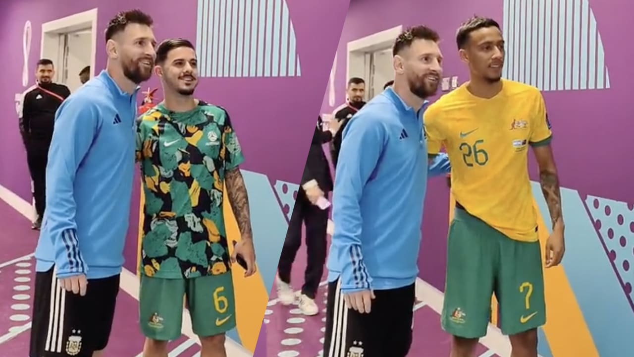 Video: Australische spelers willen op de foto met Messi net na uitschakeling op WK