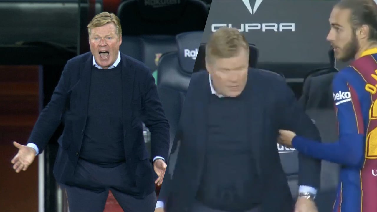 VIDEO: Koeman woest op Barça-verdediger en wisselt hem direct