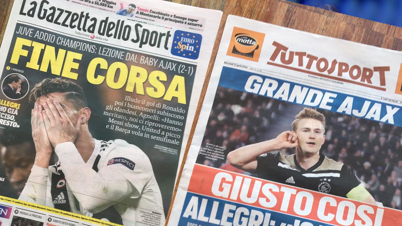 Dit schrijven de Italiaanse kranten over Juventus - Ajax