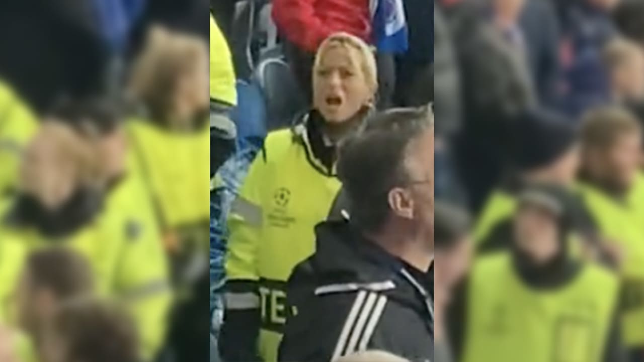 Video: vrouwelijke steward van Rangers zingt luidkeels mee met Ajax-uitvak