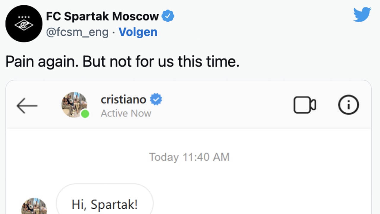 Spartak Moskou-admin gaat viraal met cynische tweets over Ronaldo en Barcelona