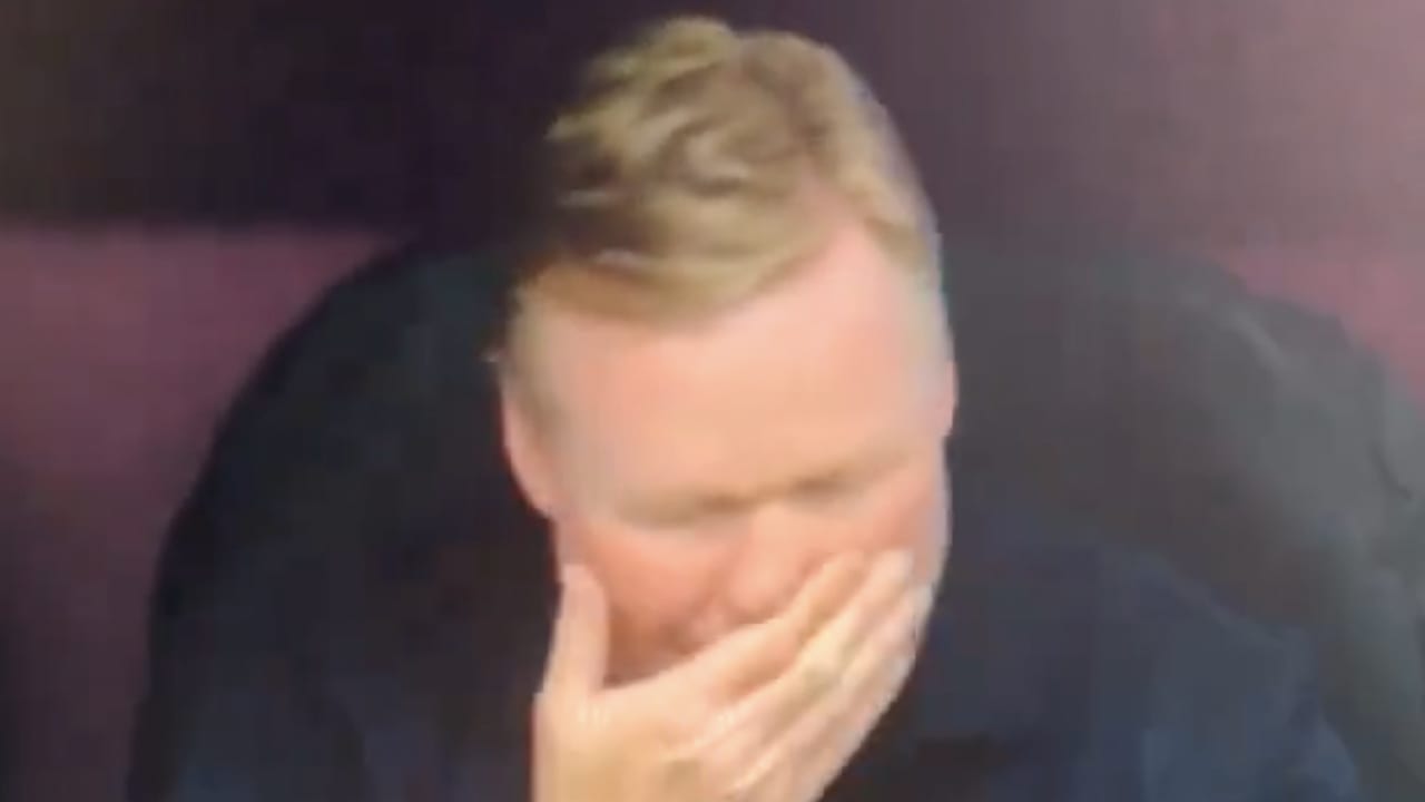 Beelden van Koeman op de bank tijdens Polen-Nederland gaan snel rond op social media