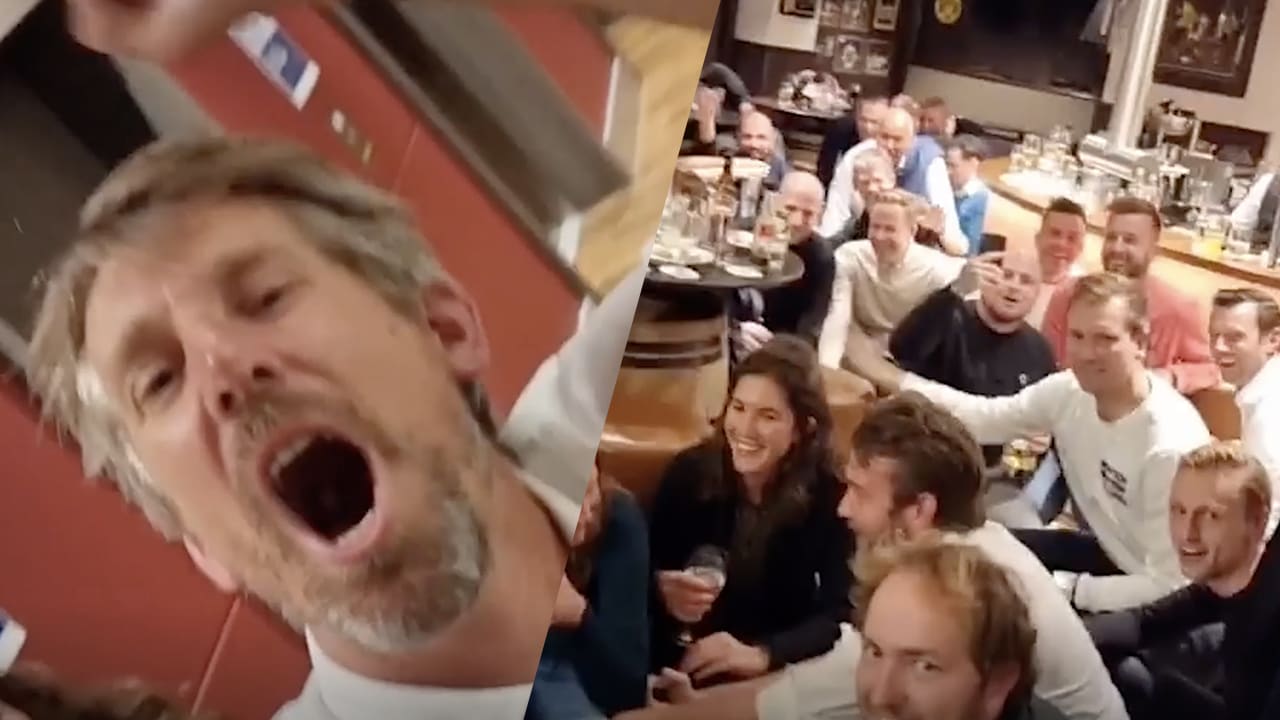 VIDEO: zingende Van der Sar gaat los in hotel na zege op Borussia Dortmund