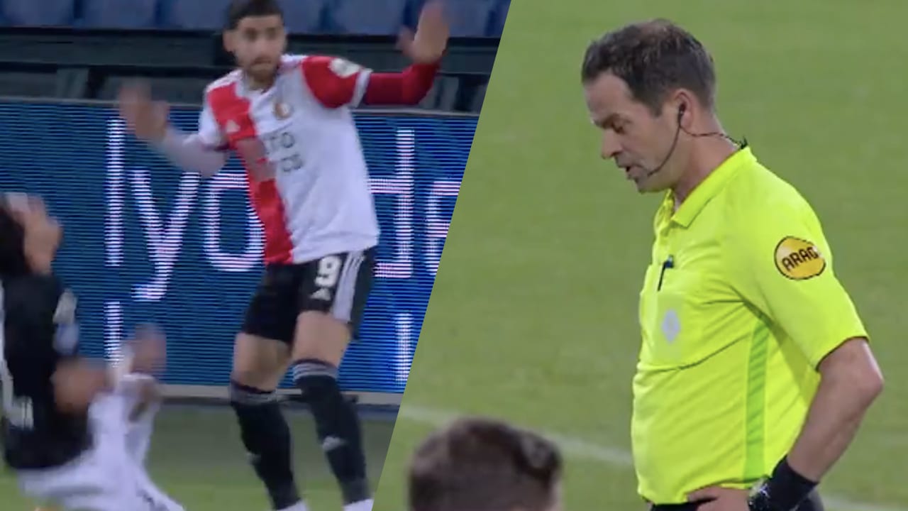 VIDEO: Nijhuis keurt met zichtbare tegenzin doelpunt van Feyenoord af 