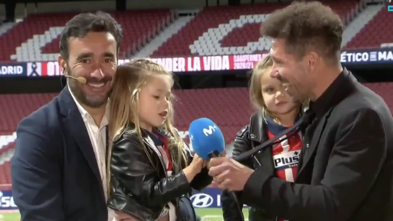 Dochtertje van Simeone gaat viral na zingen van clublied Atlético Madrid