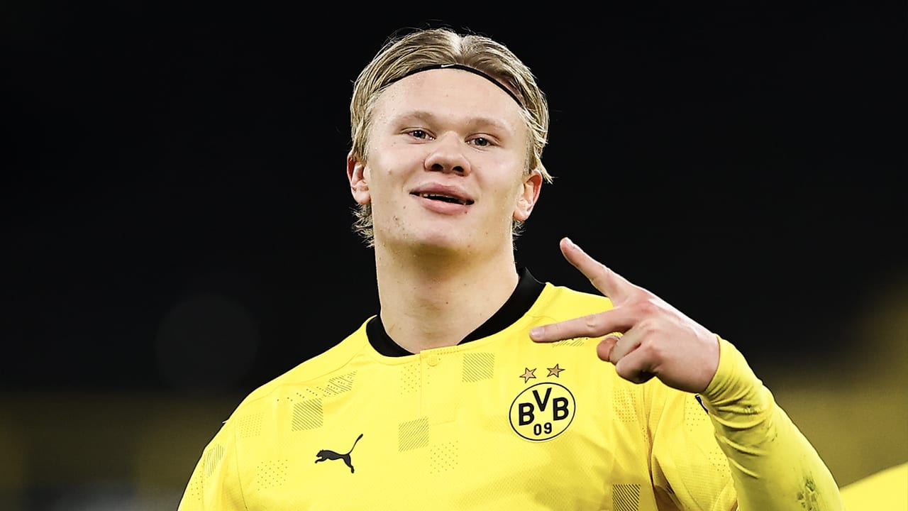 Haaland met twee treffers weer belangrijk voor Dortmund