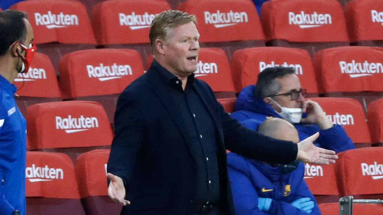 Barcelona grijpt naast koppositie, Koeman met rood weggestuurd