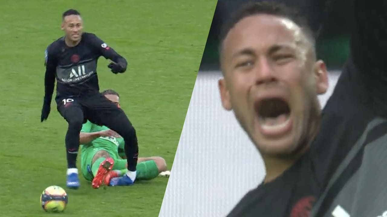 VIDEO: Neymar komt ongelukkig terecht en schreeuwt het uit van de pijn