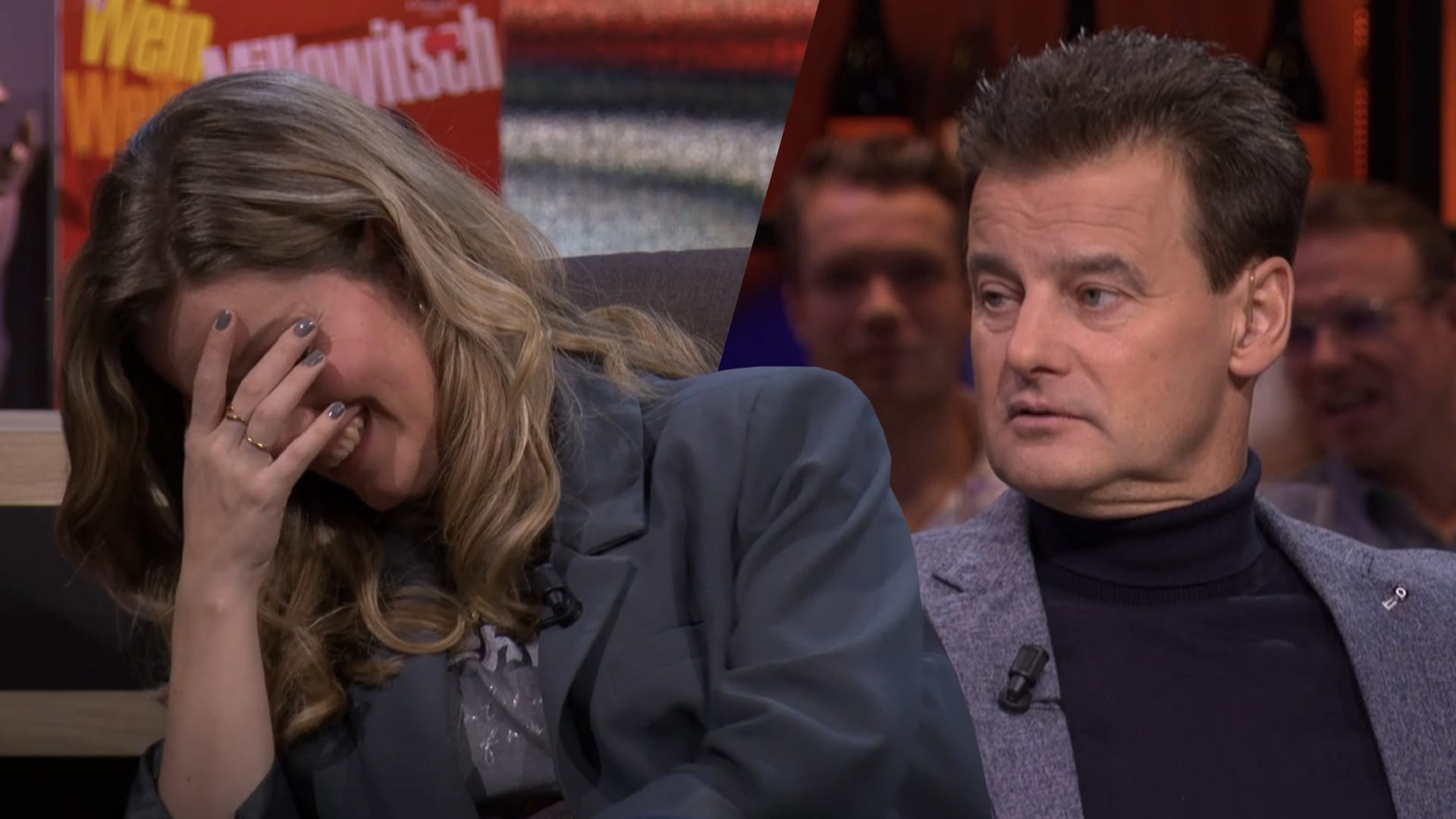 Wilfred ziet Merel Ek op telefoon zitten: ‘Hallo? Wij proberen een serieus programma te maken...'
