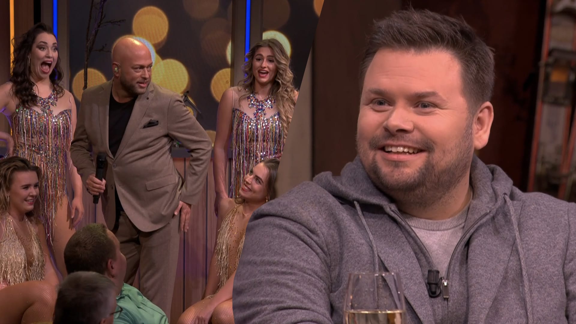 Jeffrey Kuipers en danseressen zetten studio op stelten; Thomas van Groningen kijkt ademloos toe