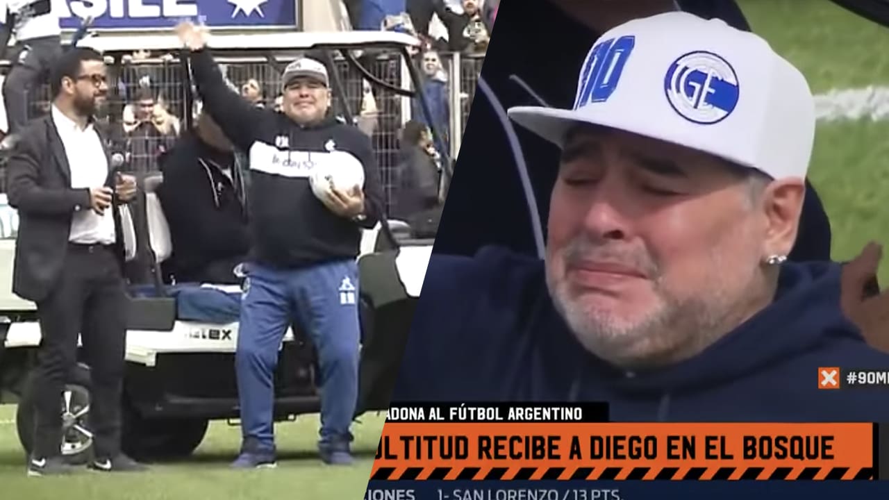 Maradona in tranen bij presentatie nieuwe club Gimnasia