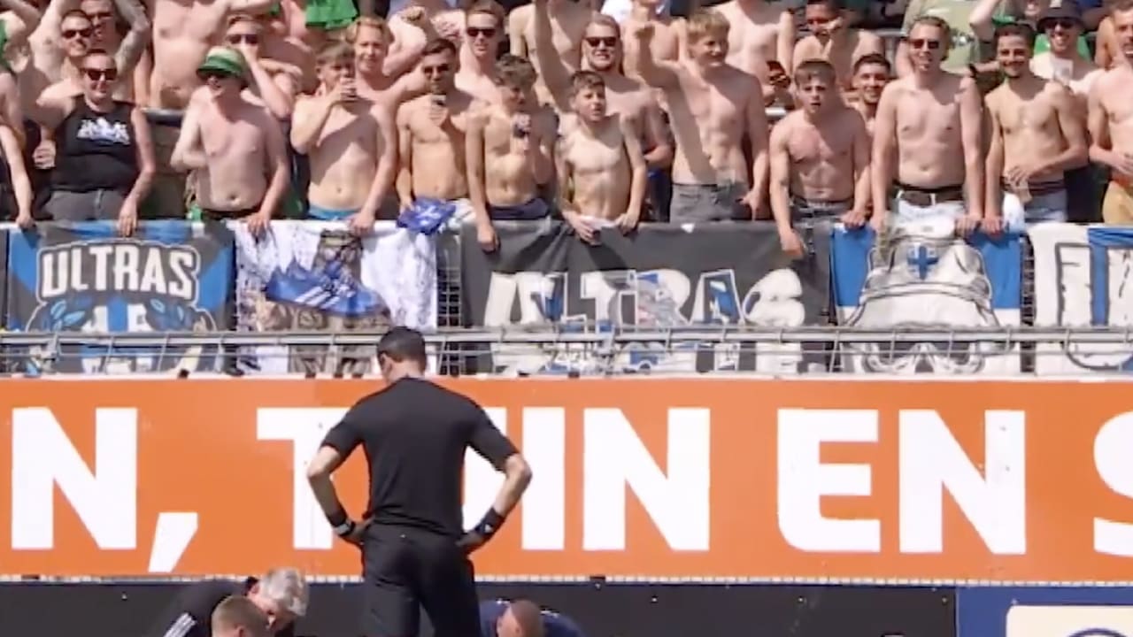 PEC Zwolle-fans zingen Bas Nijhuis toe: 'Bassie moet een liedje zingen!'