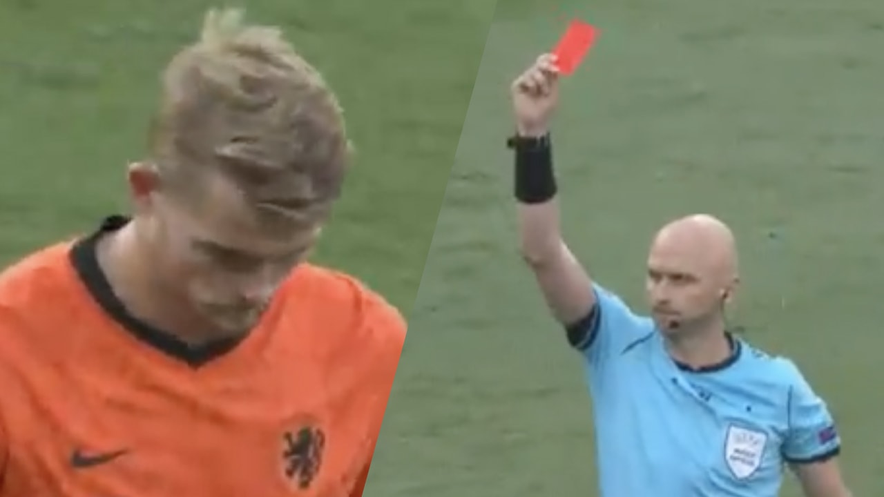 Matthijs de Ligt krijgt rood voor handsbal na ingrijpen VAR