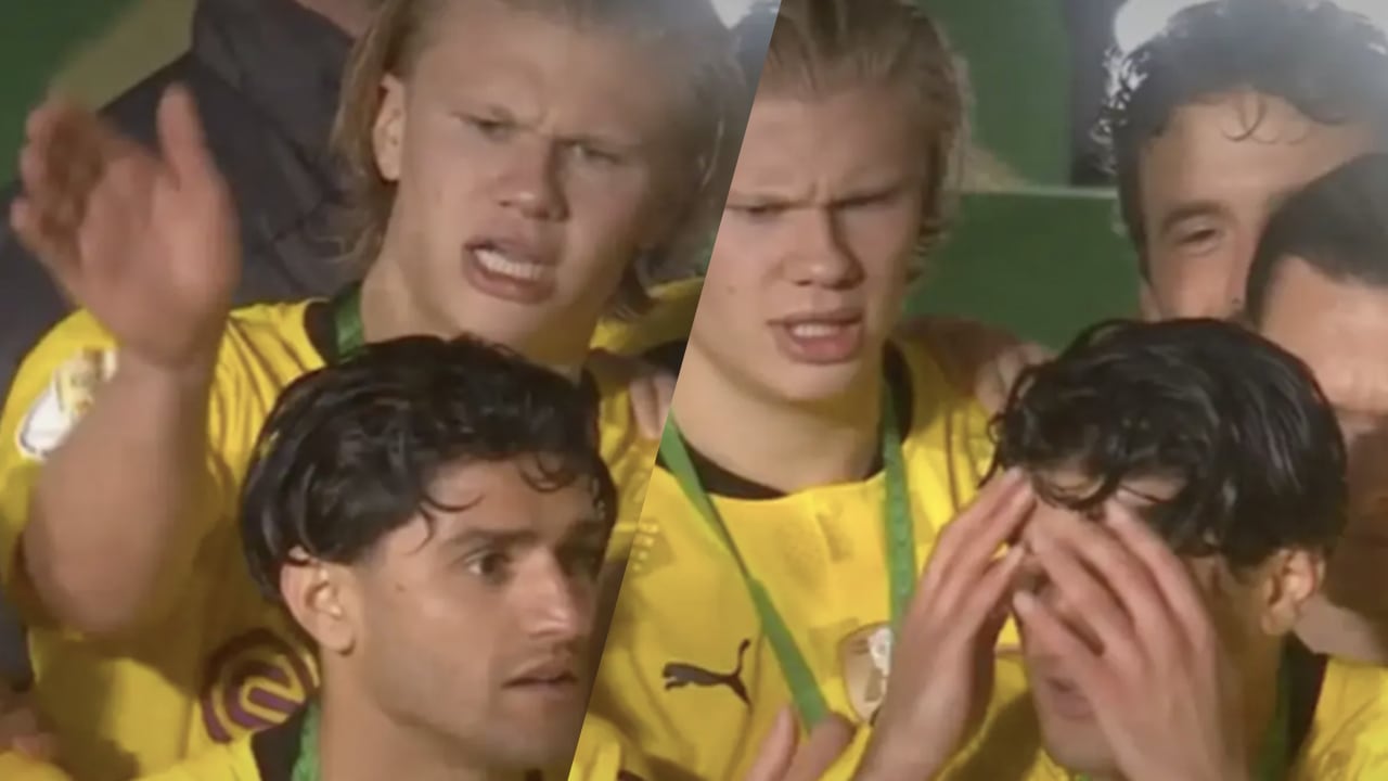 ZIEN: Erling Haaland deelt rake klap uit aan medespeler tijdens prijsuitreiking 