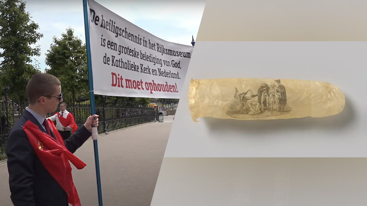 Protestactie tegen 200 jaar oude condoom in Rijksmuseum: 'Grove belediging van God'