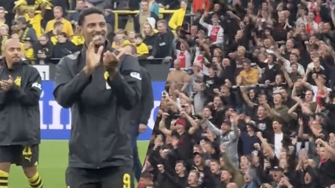 Video: Haller luidkeels toegezongen door Ajax-supporters in Dortmund