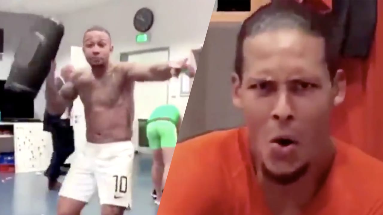 Mooie beelden: Memphis en Van Dijk gaan los in kleedkamer na overwinning op Duitsland