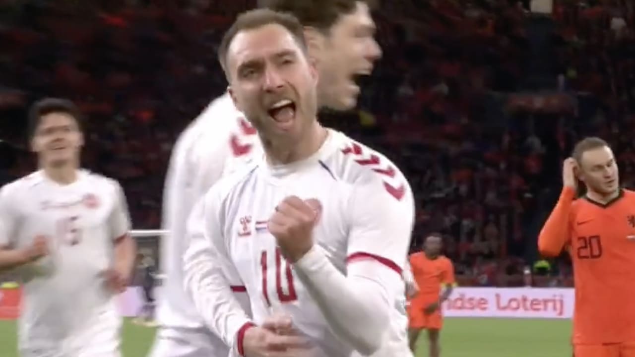 VIDEOGOAL: Eriksen scoort twee minuten na memorabele rentree bij Deense ploeg