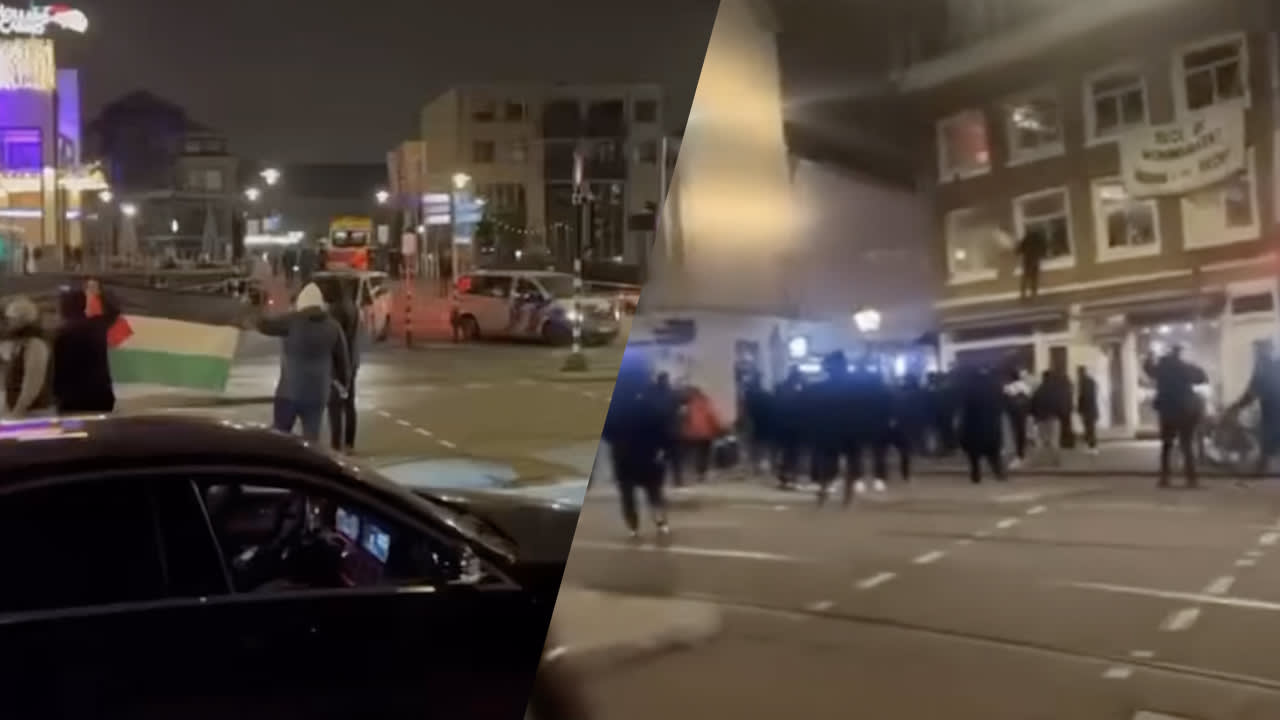 Video: Confrontaties tussen Maccabi Tel Aviv-supporters en Gaza-activisten in Amsterdam