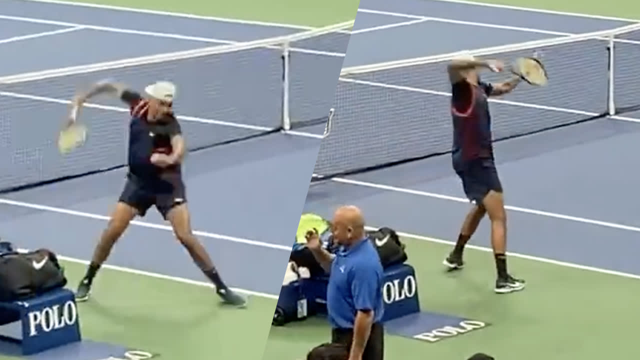 Video: Kyrgios volledig door het lint na uitschakeling op US Open