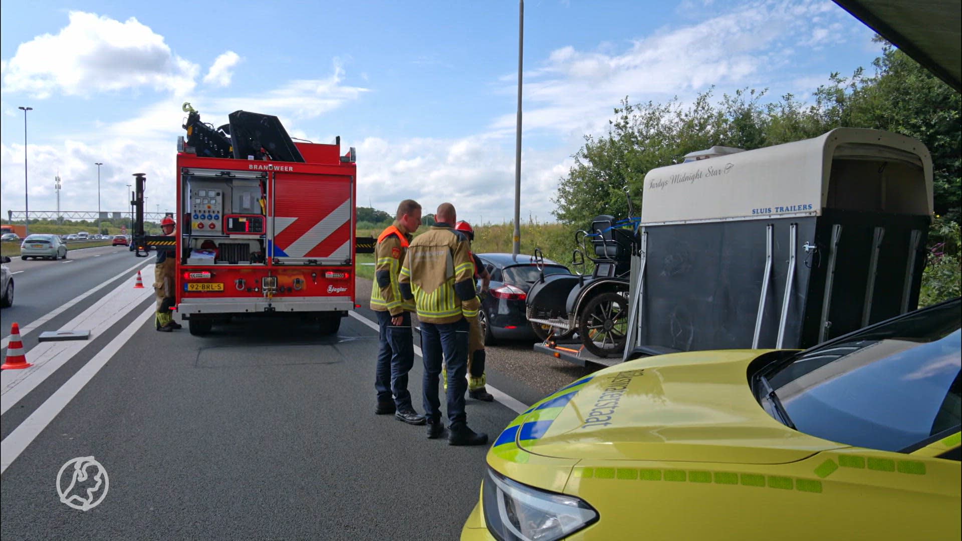 Dodelijk ongeval: paard zakt op snelweg door trailer