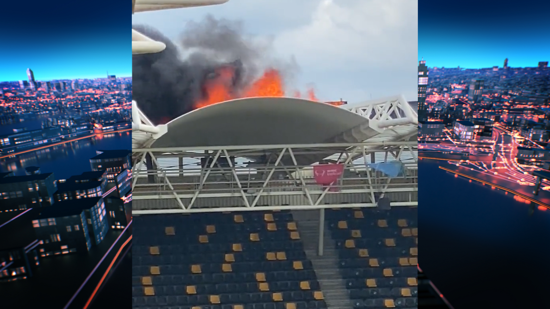 Stadion Roda JC deels ontruimd om grote brand in naastgelegen hotel