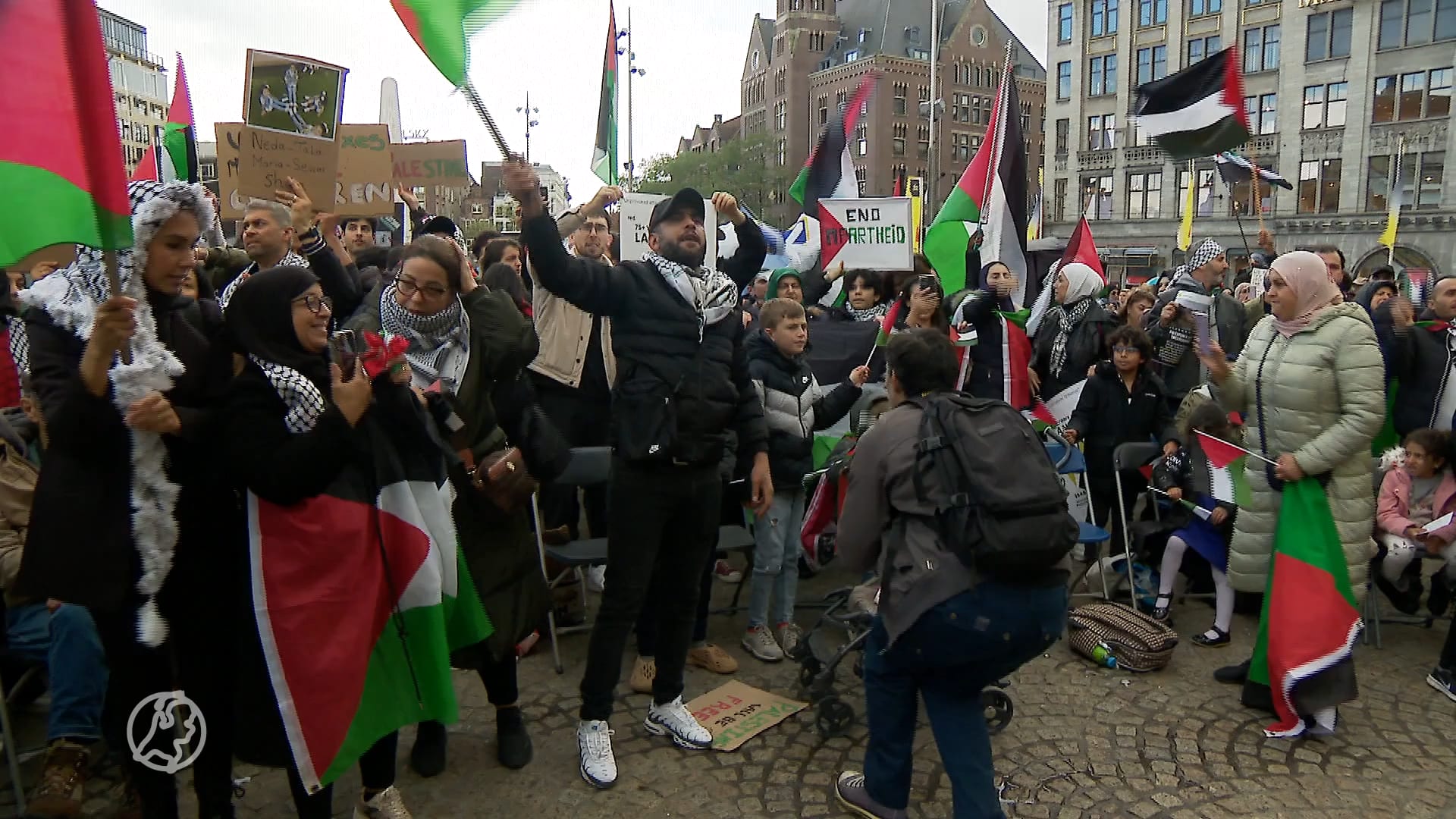 In totaal 15.000 demonstranten voor Palestijnen op Dam, drie aanhoudingen