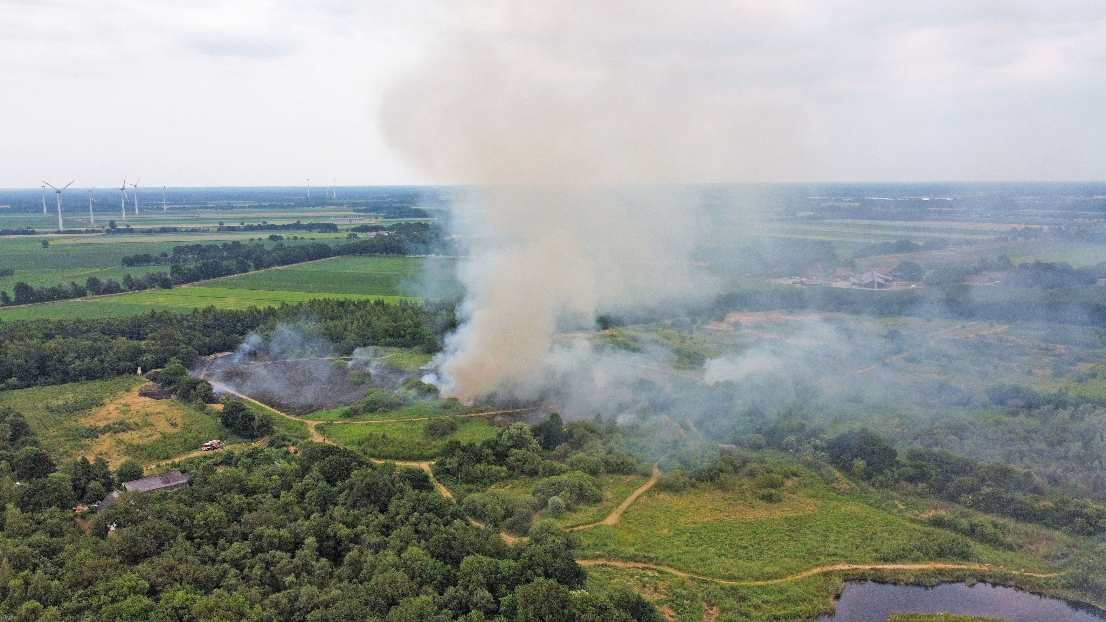 Vuur in de grond moeilijk te blussen: zeer grote natuurbrand in Ter Apel