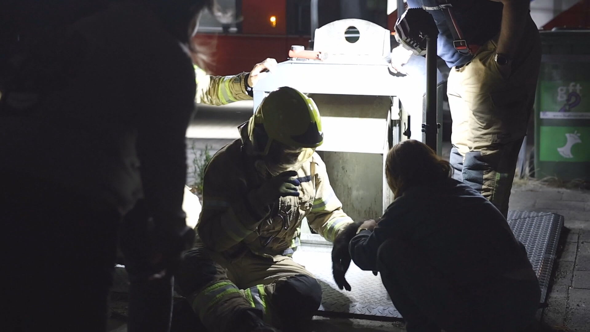 Vermiste kitten door brandweer uit ondergrondse container gered in Maassluis