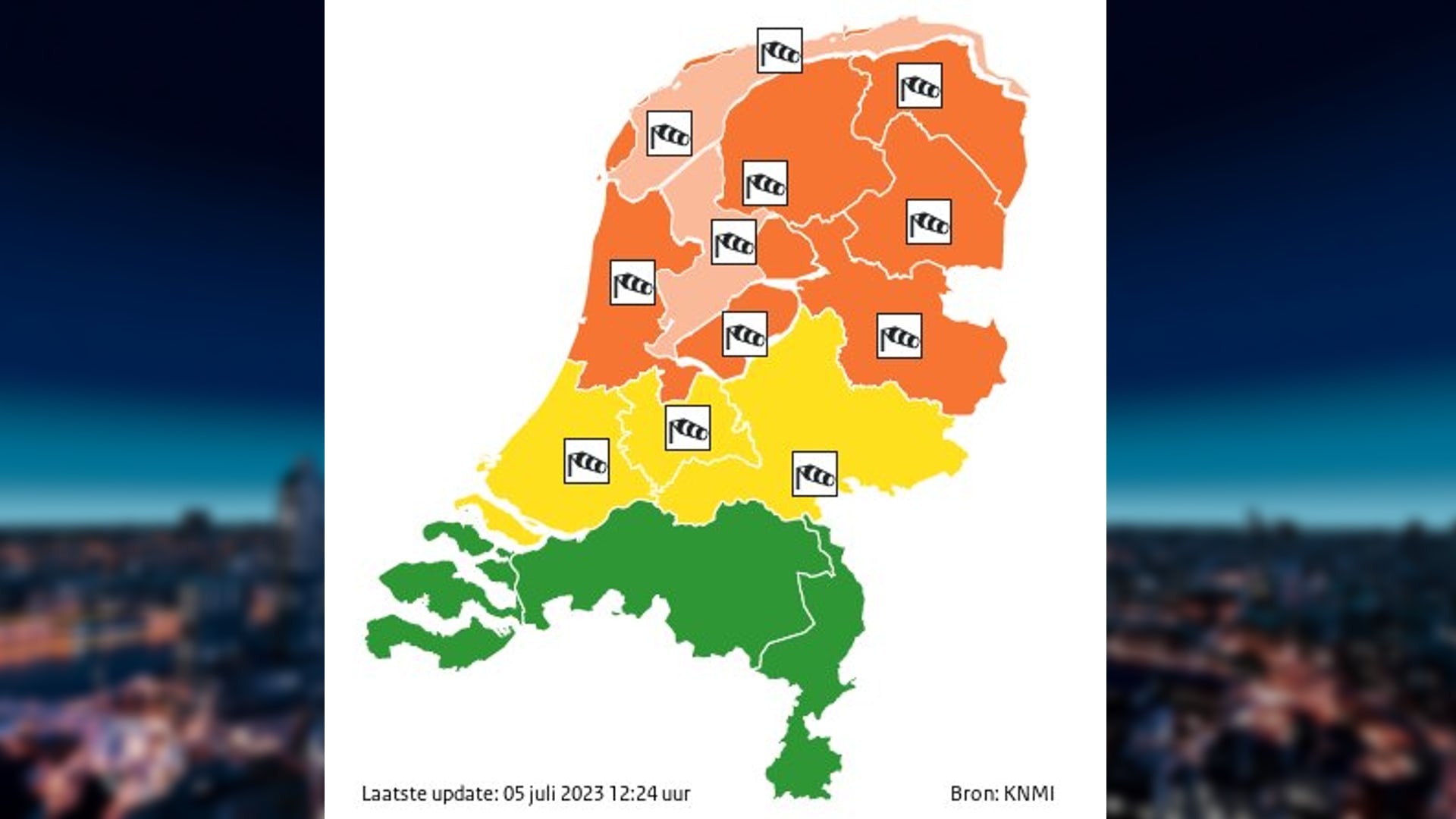 Code rood beëindigd, in noordelijke helft nog code oranje