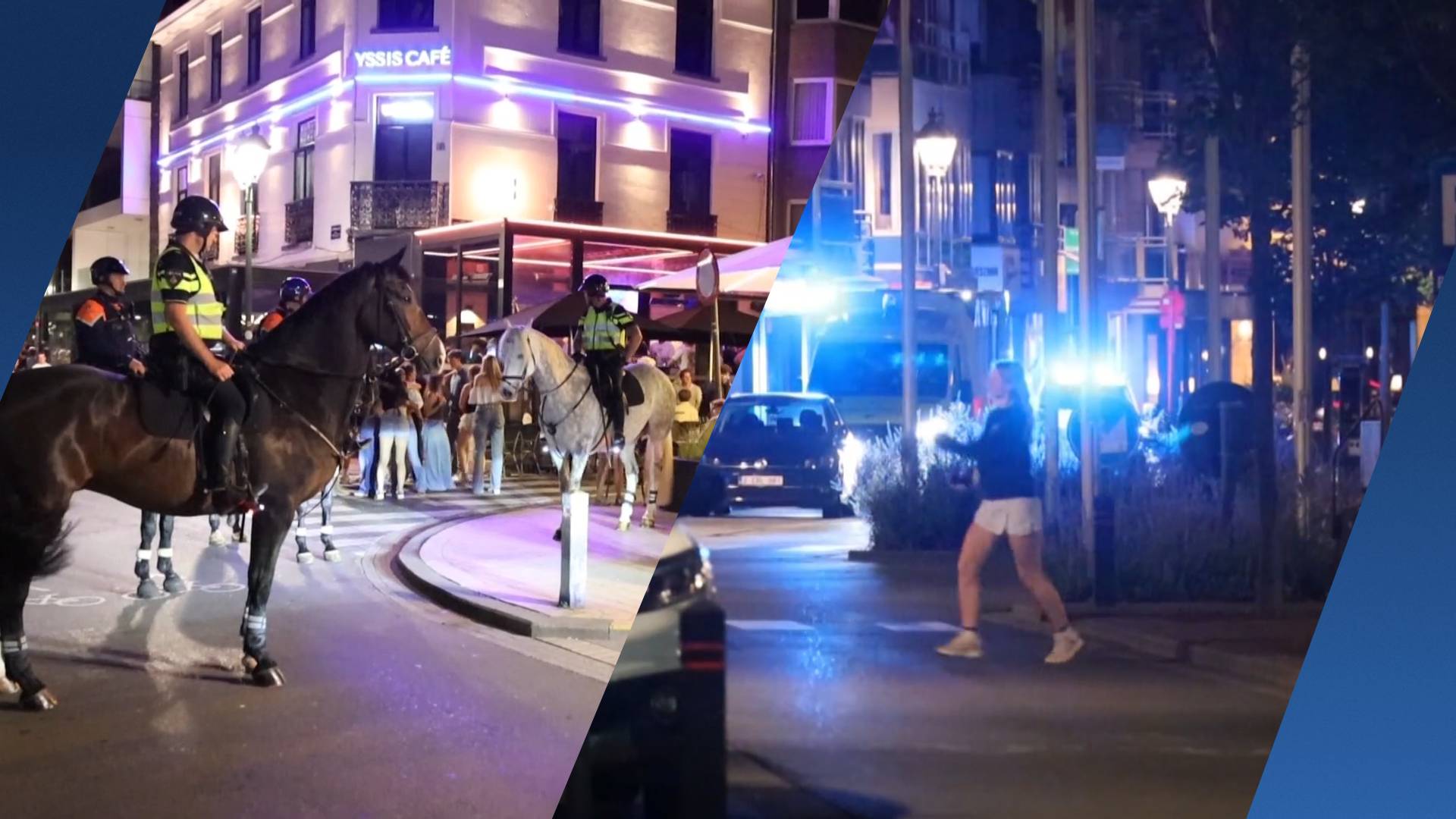 Nederlandse politie patrouilleert in Knokke-Heist met paarden
