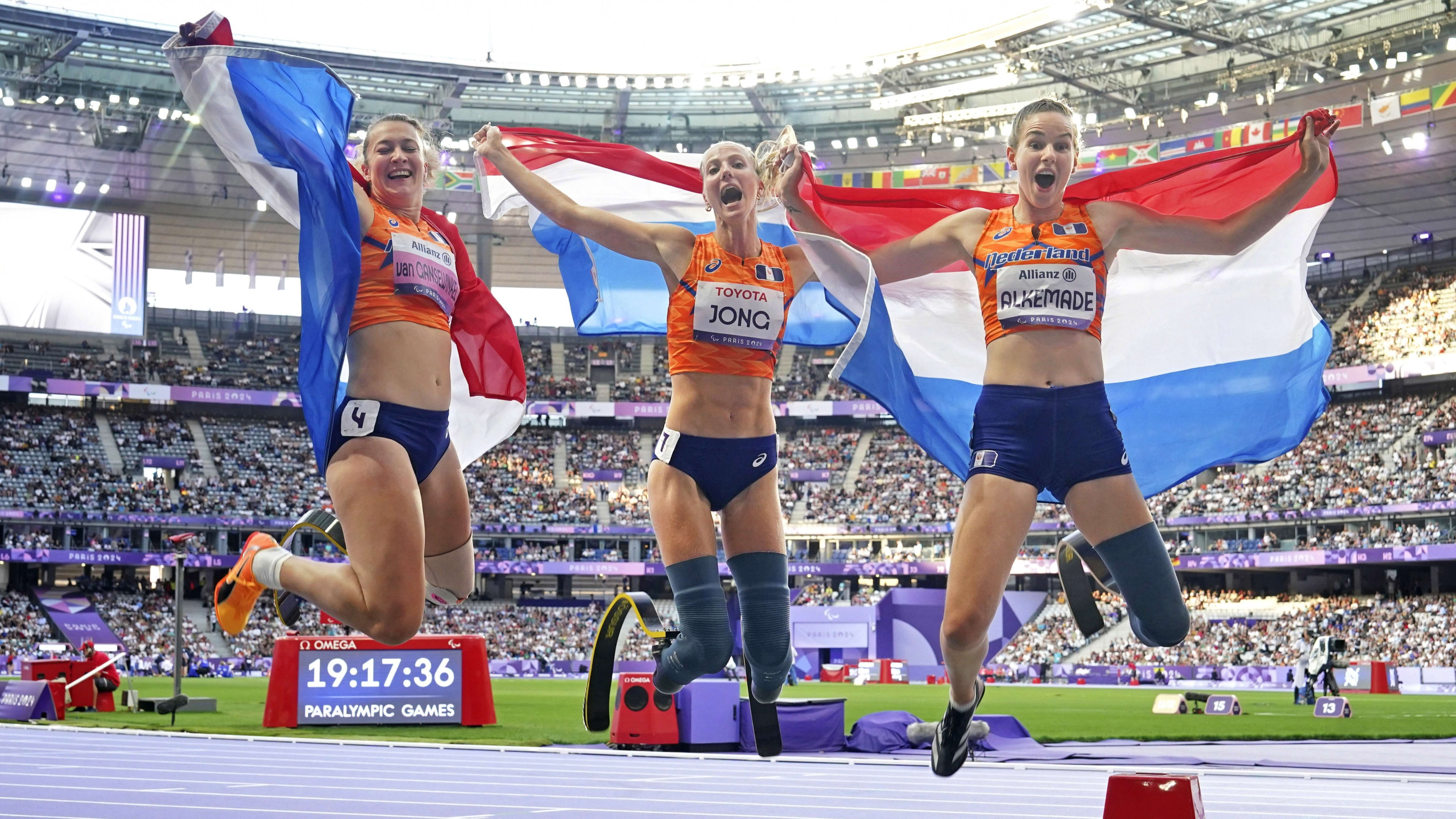 Nederlandse atletes veroveren goud, zilver én brons op 100 meter sprint