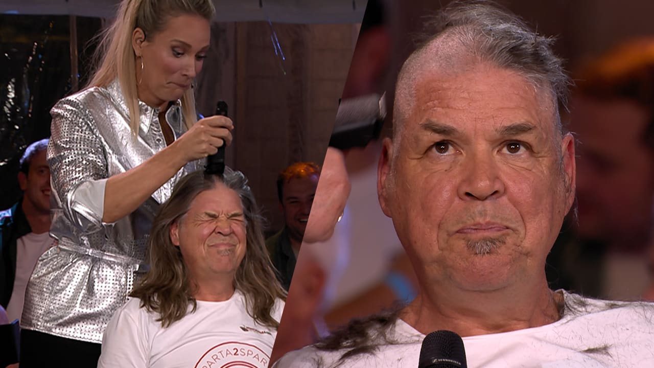 Hélène scheert hoofd van man kaal bij De Oranjezomer
