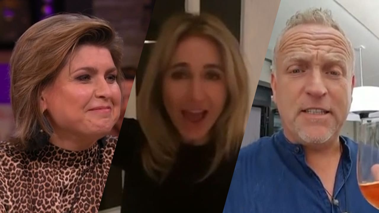 Angela de Jong wordt verrast met felicitaties van onder andere Gordon en Wendy van Dijk