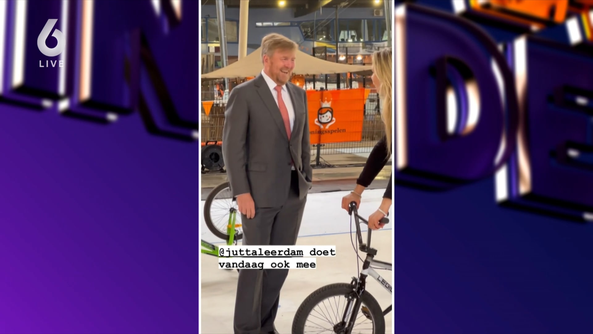 Koning bindt 'onhandig' gesprek aan met Jutta Leerdam