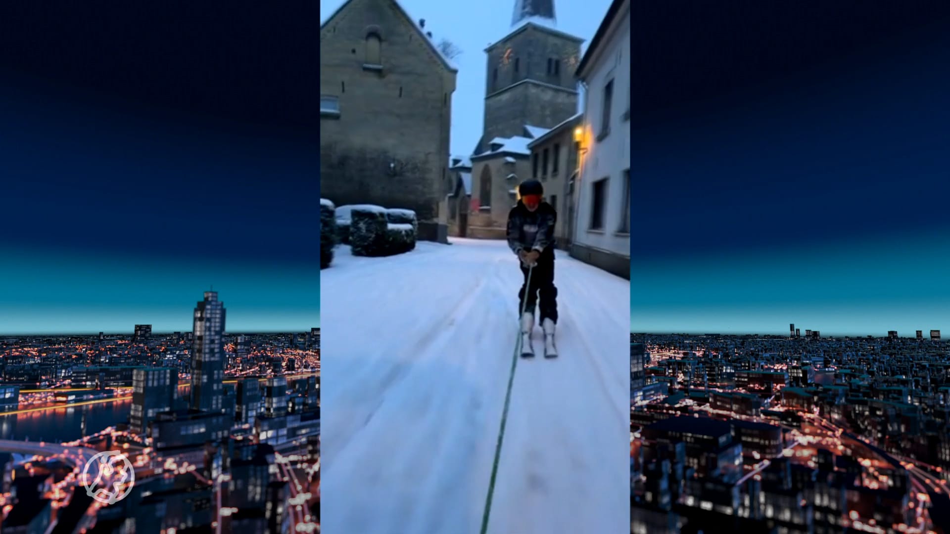 Valkenburg verandert in piste: jongen skiet door het centrum