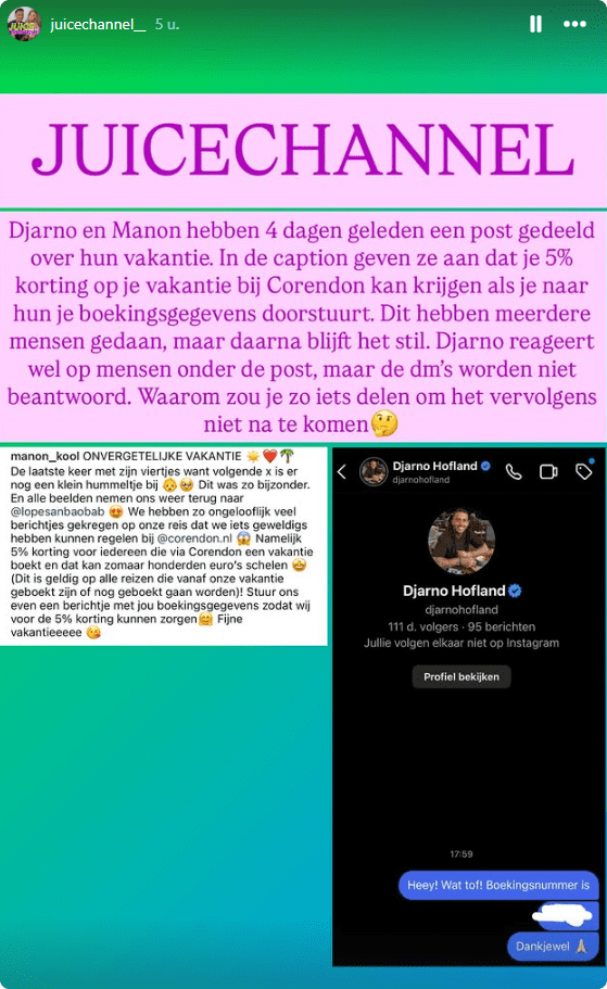 Het eerste bericht van Juicechannel over Djarno.