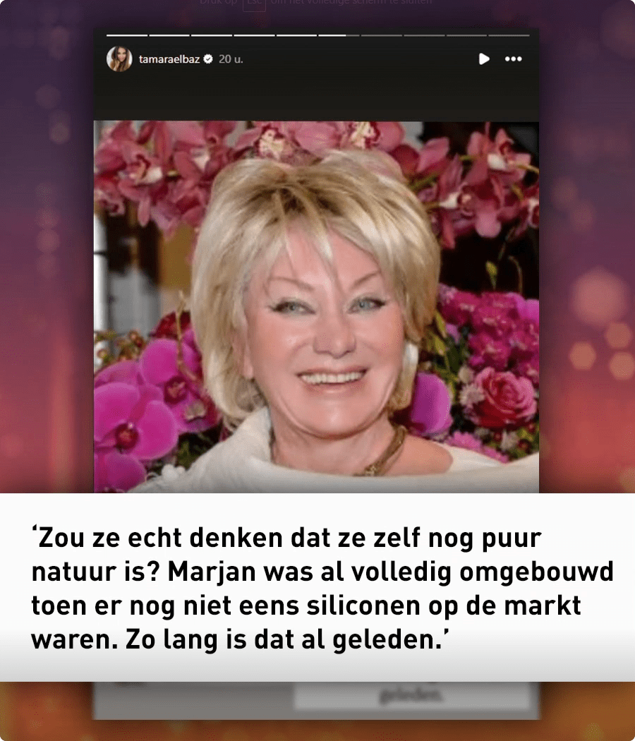 Tamara reageert op de eerdergenoemde uitspraak van Marjan. 
Bron: Tamara Elbaz op Instagram. 